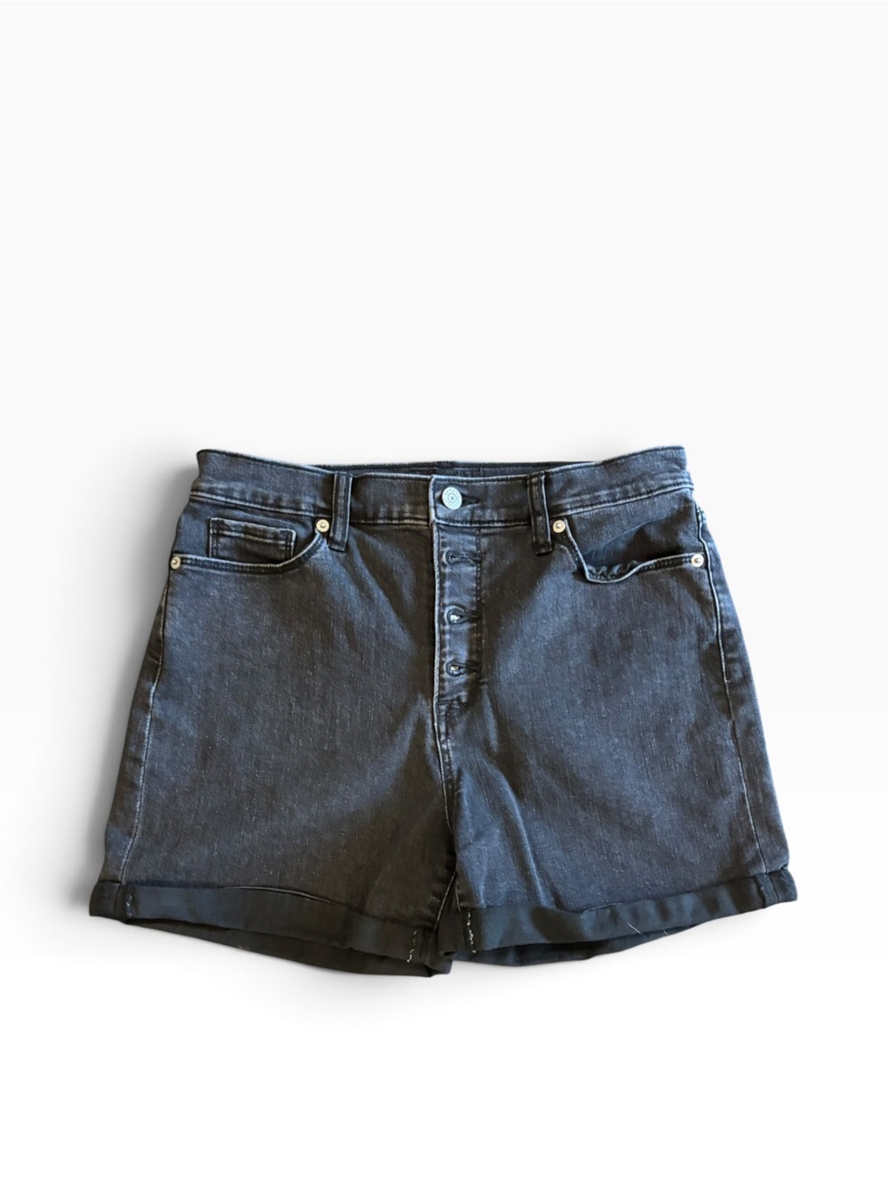 Banana Republic Dark Gray Button-Front Denim Shorts